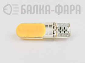 Лампа светодиодная t10 12v cob/силикон/желтые (1781)