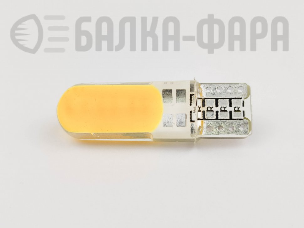 Лампа светодиодная t10 12v cob/силикон/желтые (1781)