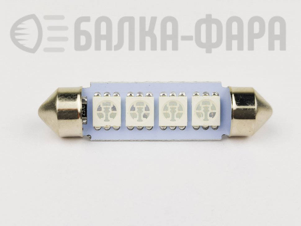 Лампа светодиодная 12v5w салон 5050 4smd 39mm синяя /978/