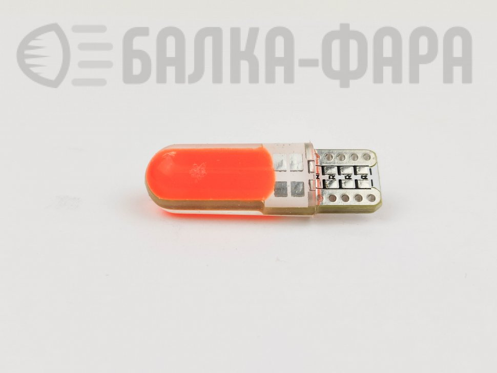 Лампа светодиодная t10 12v cob/силикон/красн. (1782)